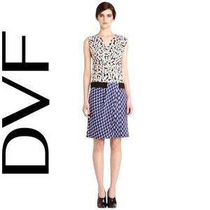 Dvf Silk Geometric Color block Dress M